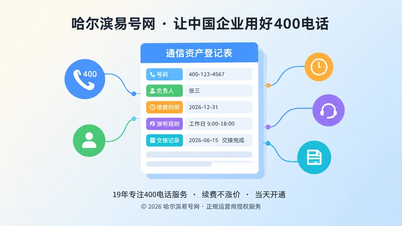 通信资产登记表与400电话岗位交接扁平插画